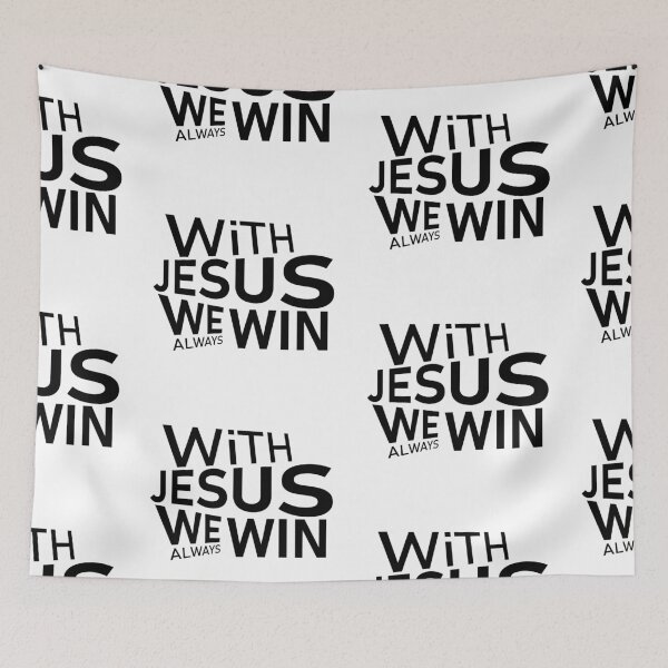 Item preview, With Jesus We Always Win – Christian Faith Typography T-Shirt Design designed and sold by CrossCrafted.