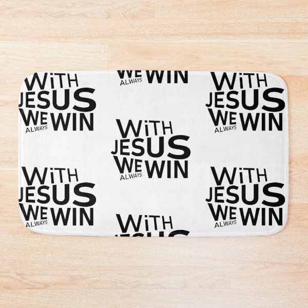 Item preview, With Jesus We Always Win – Christian Faith Typography T-Shirt Design designed and sold by CrossCrafted.