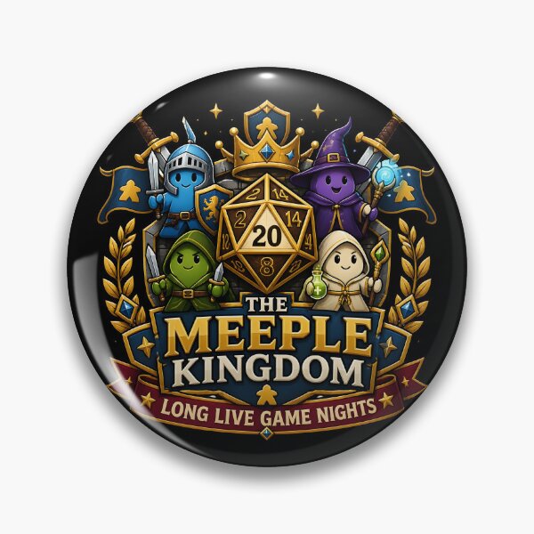 Item preview, The Meeple Kingdom - Long Live Game Nights Fantasy Crest designed and sold by BadhbhLoot.