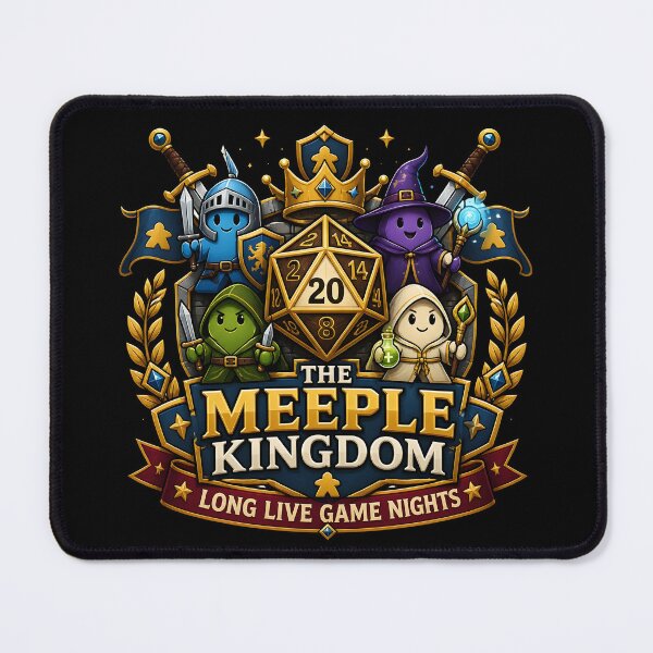 Item preview, The Meeple Kingdom - Long Live Game Nights Fantasy Crest designed and sold by BadhbhLoot.