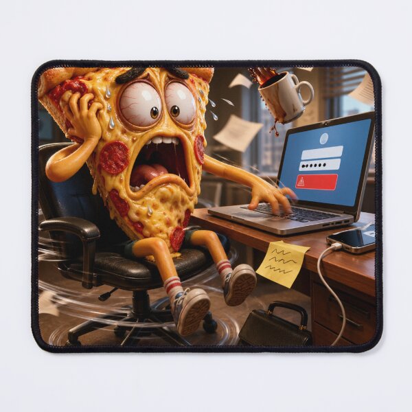 Item preview, Funny Pizza Password Panic Office Computer Cartoon designed and sold by ComedyInkFactor.