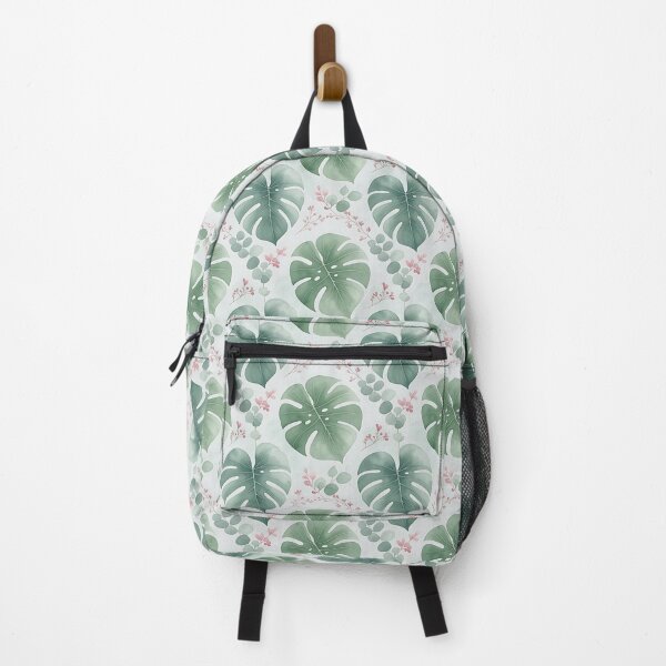 Item preview, Green Monstera Leaves and Pink Eucalyptus Pattern designed and sold by HappyOops.