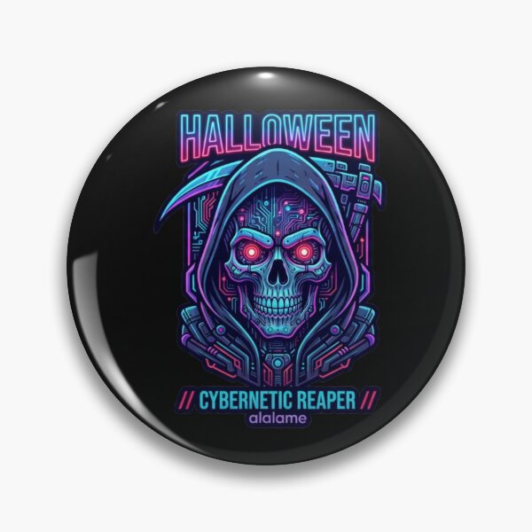 Item preview, Cyber Skull Neon - Cyberpunk Halloween Horror Art designed and sold by alalame.