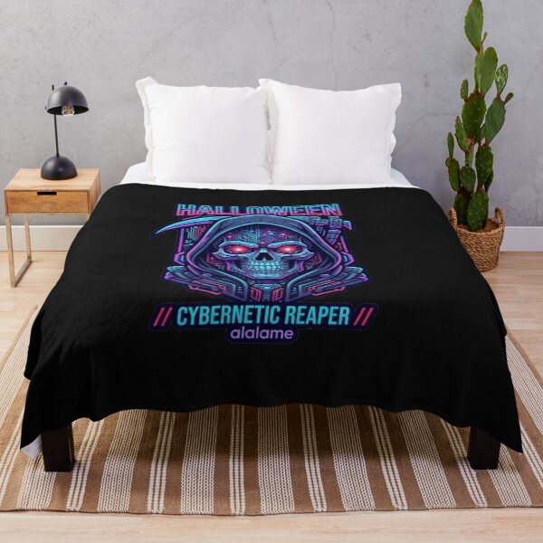 Item preview, Cyber Skull Neon - Cyberpunk Halloween Horror Art designed and sold by alalame.
