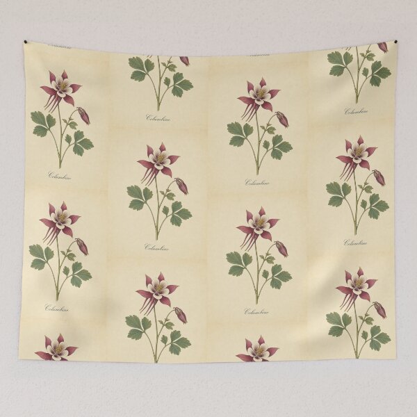 Item preview, Vintage Columbine Botanical Illustration Print designed and sold by NuvoraNest.