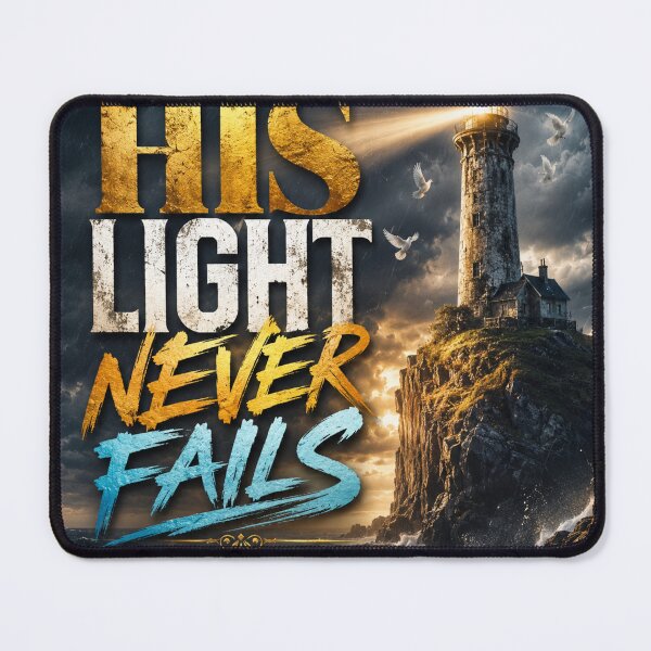 Item preview, His Light Never Fails | Christian Lighthouse Artwork designed and sold by Faith & Grace design .