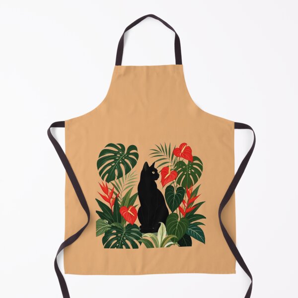 Item preview, Black Cat Silhouette Tropical Plants Monstera Anthurium designed and sold by Natalia-Vlad.