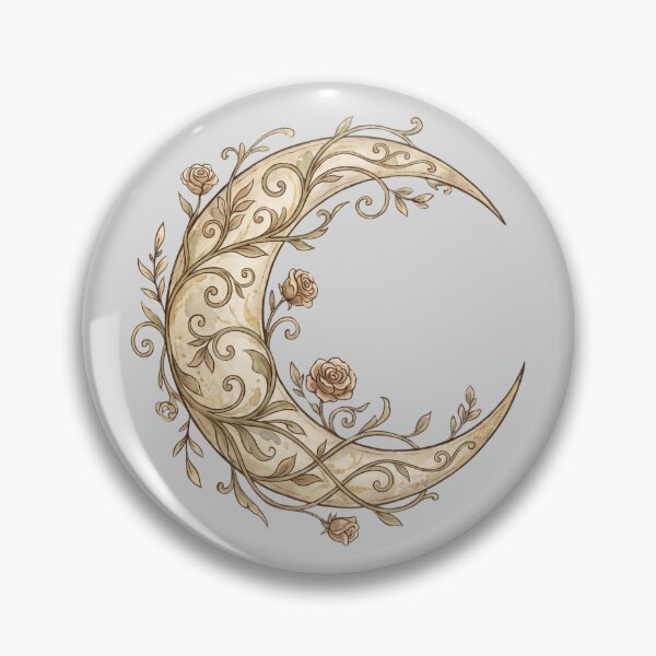 Item preview, Boho Crescent Moon with Roses — Ornamental Botanical Illustration designed and sold by Ortsas.