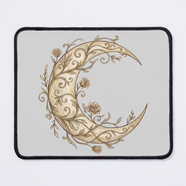 Item preview, Boho Crescent Moon with Roses — Ornamental Botanical Illustration designed and sold by Ortsas.