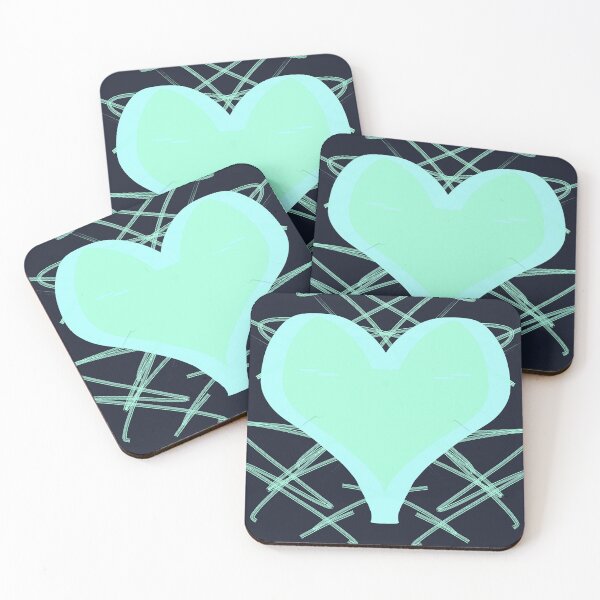 Item preview, Neon Mint and Black Minimalist Heart Pattern designed and sold by CaramelCo.