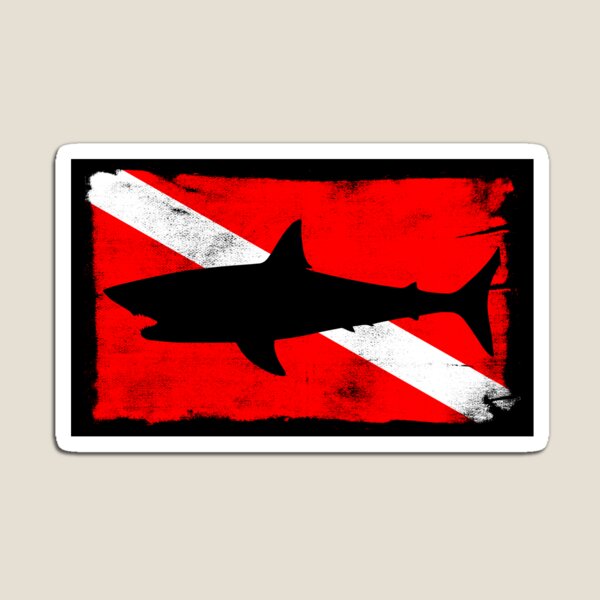 Item preview, Diver Down Flag SCUBA Shark Silhouette Distressed Retro Vintage designed and sold by B-Cubed-Shirts.