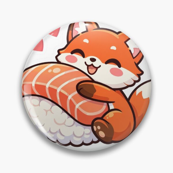 Item preview,  Cute Fox Sushi - Kawaii Red Fox Hugging Nigiri Sticker designed and sold by AuraArtistica.