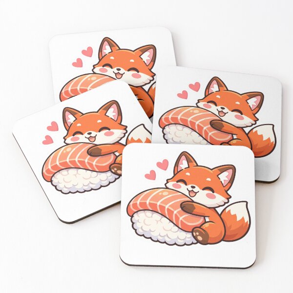 Item preview,  Cute Fox Sushi - Kawaii Red Fox Hugging Nigiri Sticker designed and sold by AuraArtistica.