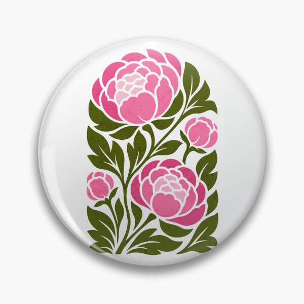 Item preview, Pink Peony Floral Botanical Vintage Folk Art designed and sold by artCreativeColony.