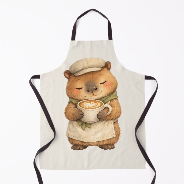 Item preview, Cute Capybara Barista Hugging Latte designed and sold by PocketCritter Studio.