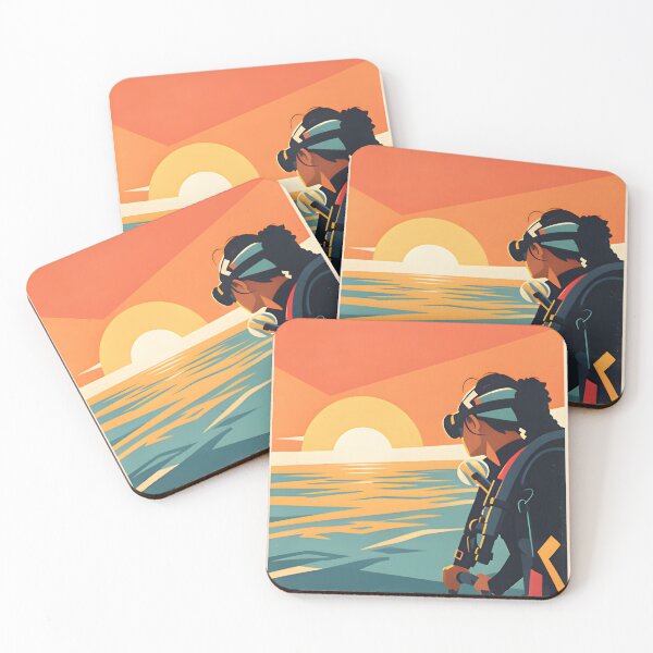 Item preview, Ocean Soul – Retro Tropical Sunset Illustration designed and sold by Spirit of Siam.