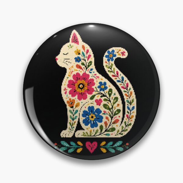 Item preview, Floral Folk Art Cat designed and sold by A-C-G.
