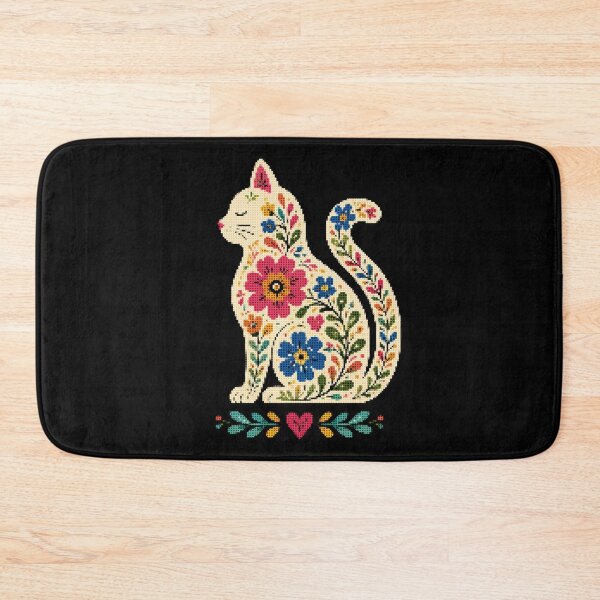 Item preview, Floral Folk Art Cat designed and sold by A-C-G.
