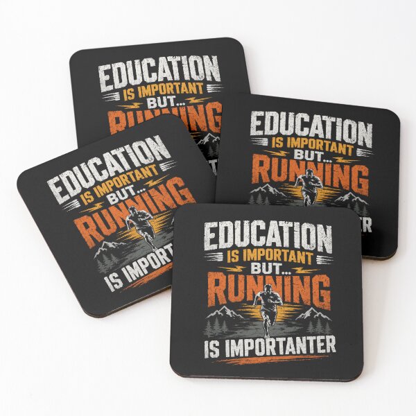 Item preview, Education Is Important But Running Is Importanter Funny Runner Marathon designed and sold by SkeletonsDanger.
