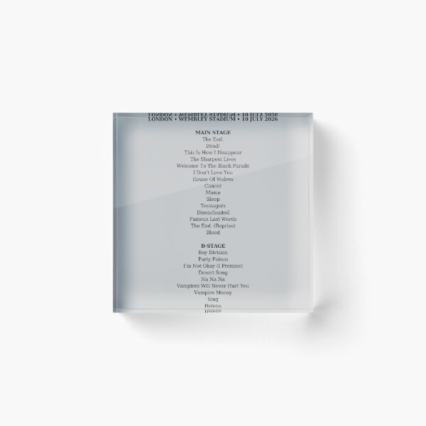Item preview, MCR 11/07/2026 Setlist (Design 3, Black Text) designed and sold by altmeris.