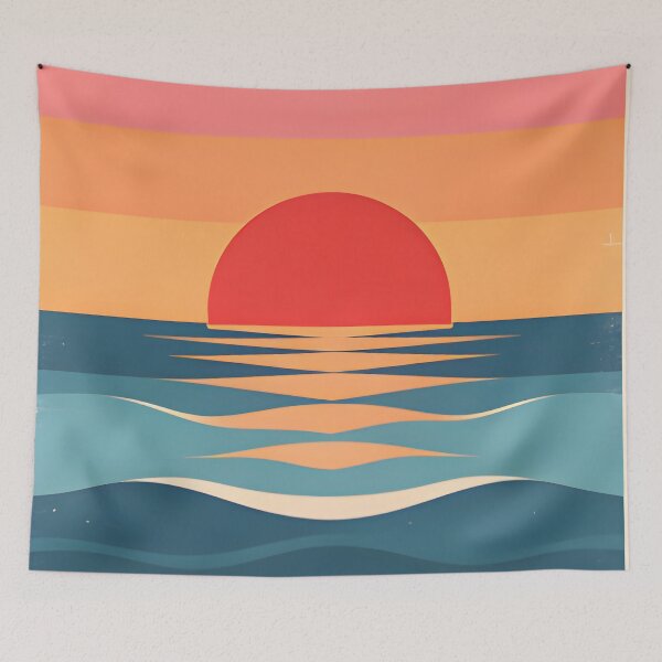 Item preview, Ocean Soul – Retro Tropical Sunset Illustration designed and sold by Spirit of Siam.