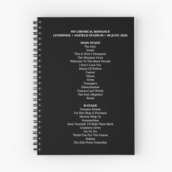 Item preview, MCR 30/06/2026 Setlist (Design 3, White Text) designed and sold by altmeris.