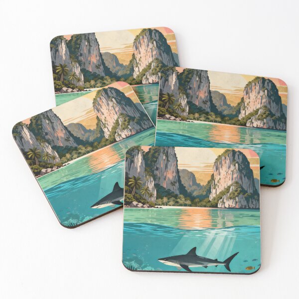 Item preview, Ocean Soul – Retro Tropical Sunset Illustration designed and sold by Spirit of Siam.