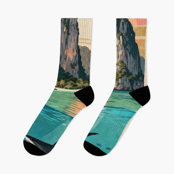 Item preview, Ocean Soul – Retro Tropical Sunset Illustration designed and sold by Spirit of Siam.