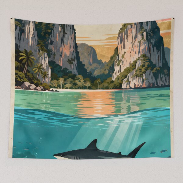 Item preview, Ocean Soul – Retro Tropical Sunset Illustration designed and sold by Spirit of Siam.