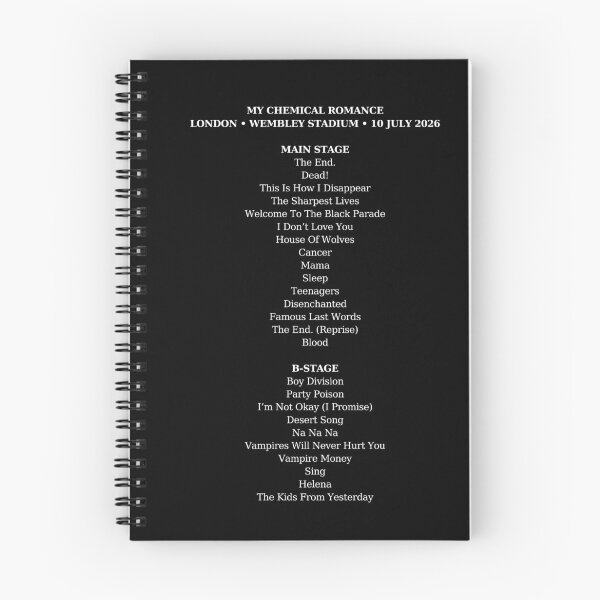 Item preview, MCR 10/07/2026 Setlist (Design 3, White Text) designed and sold by altmeris.