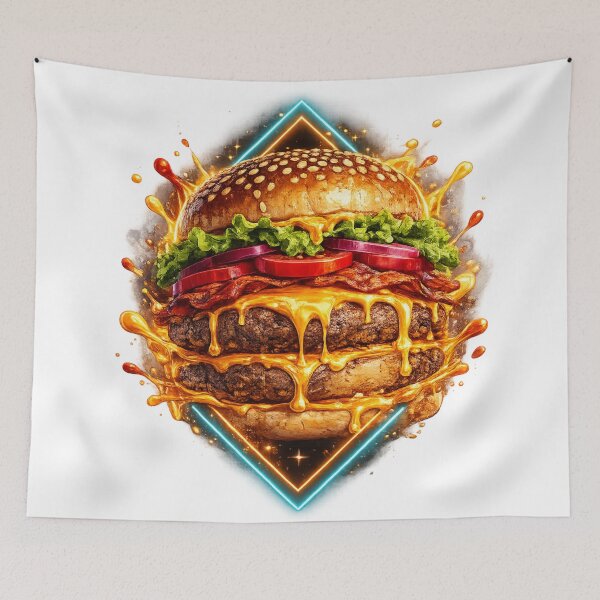 Item preview, Neon Geometric Burger: Modern Contemporary Geometric Art Design designed and sold by irfanshikh.