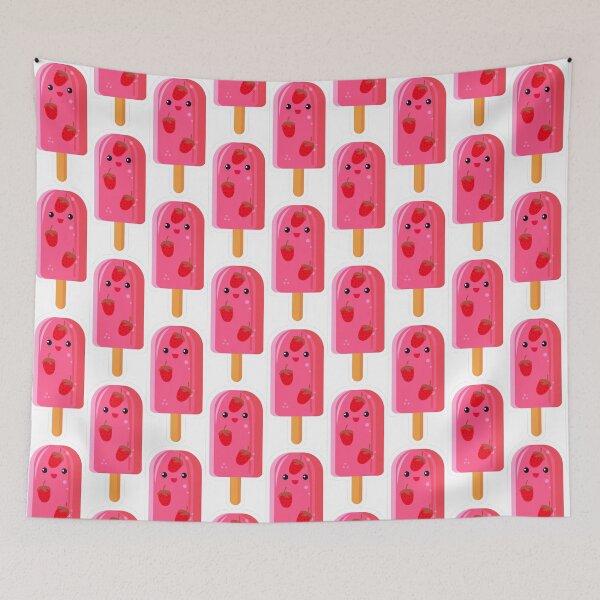 Item preview, Cute Kawaii Strawberry Popsicle | Happy Ice Cream Cartoon designed and sold by priyanshustore.