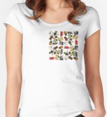 Pixel Halloween Monsters Pattern (small) Women's Fitted Scoop T-Shirt