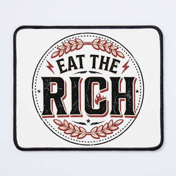 Item preview, Eat The Rich Vintage Badge Typography | Retro Protest Graphic | Distressed Streetwear T-Shirt Design designed and sold by Bhaskar Digital Art.