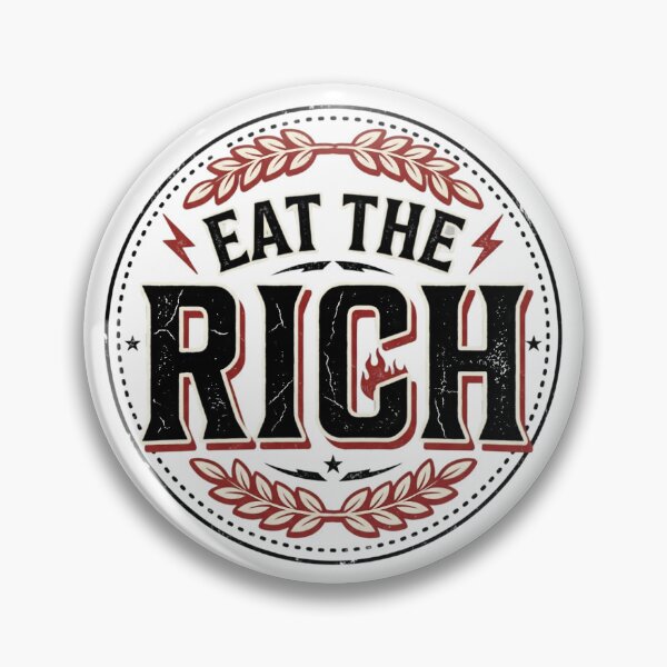 Item preview, Eat The Rich Vintage Badge Typography | Retro Protest Graphic | Distressed Streetwear T-Shirt Design designed and sold by Bhaskar Digital Art.