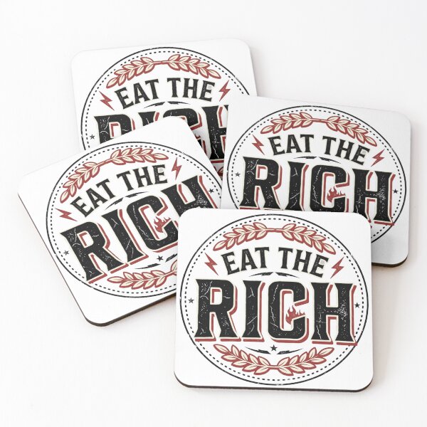 Item preview, Eat The Rich Vintage Badge Typography | Retro Protest Graphic | Distressed Streetwear T-Shirt Design designed and sold by Bhaskar Digital Art.