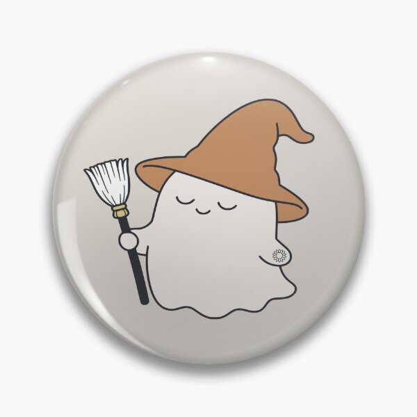 Item preview, Witchy Cute Ghost Holding Broomstick Halloween Aesthetic designed and sold by suncorner28.