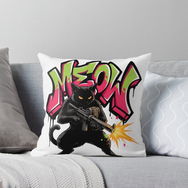 Item preview, cat with machine gun designed and sold by Rob-Son.