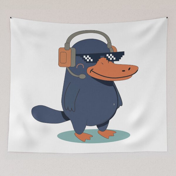 Item preview, Gamer Platypus - Cool DJ Animal with Headphones designed and sold by TatinkaArtskill.