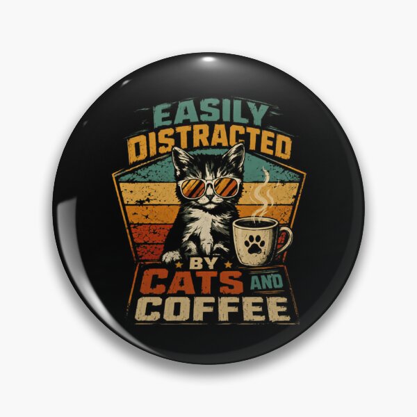 Item preview, Easily Distracted By Cats And Coffee Cat Lover Coffee Drinker Feline Pet designed and sold by RetroMini2026.