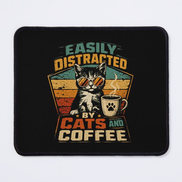 Item preview, Easily Distracted By Cats And Coffee Cat Lover Coffee Drinker Feline Pet designed and sold by RetroMini2026.