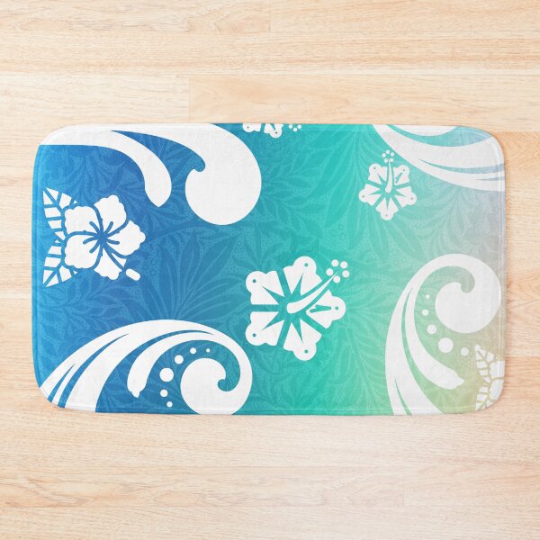 Item preview, Tropical White Hibiscus Pattern on Turquoise Gradient | Elegant Floral Inspired by the Islands designed and sold by Pics'Elle Creations.