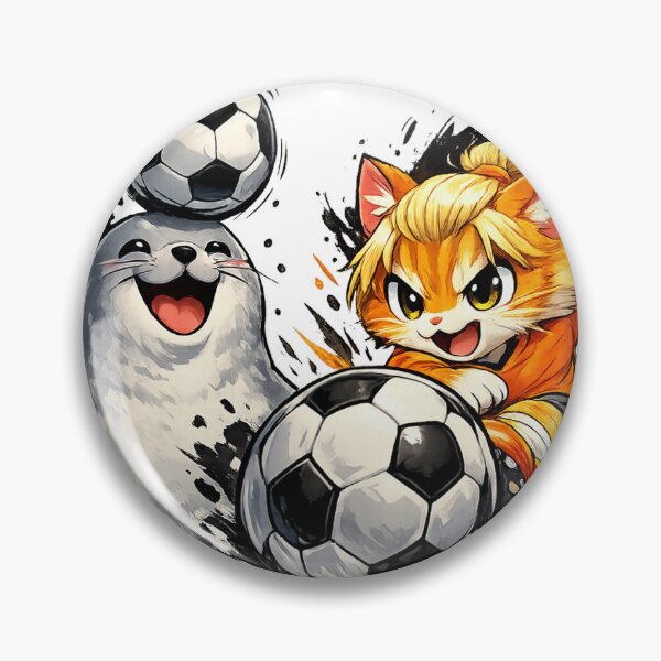 Item preview, Happy Seal & Orange Soccer Cat | Cute Anime Football Friends designed and sold by SketchPalet.