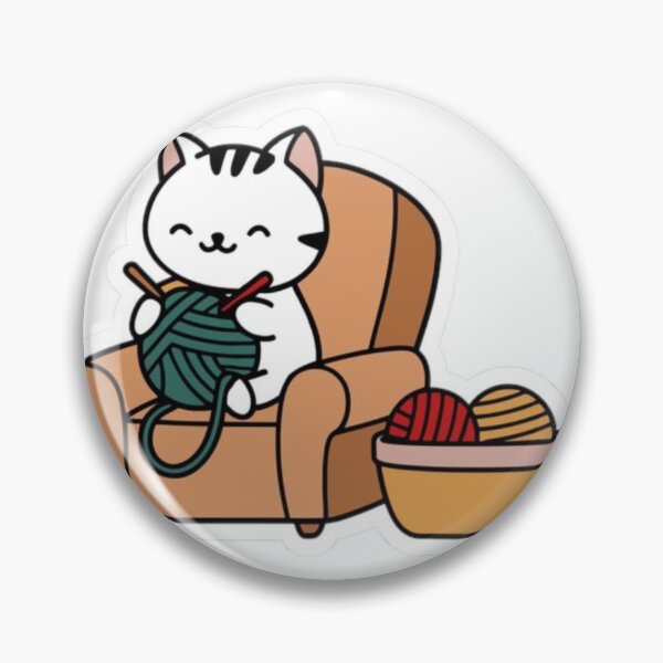 Item preview, Cute Knitting Cat in Armchair Kawaii Sticker designed and sold by     Pink Chaos Club.
