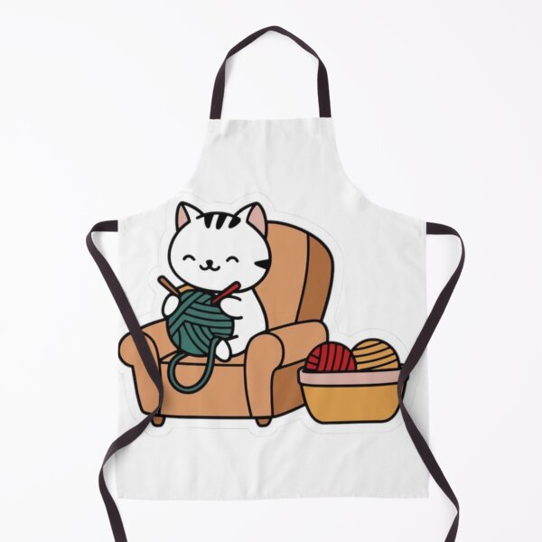 Item preview, Cute Knitting Cat in Armchair Kawaii Sticker designed and sold by     Pink Chaos Club.