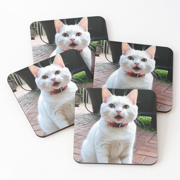 Item preview, Animals - Expressive White Cat, Amusing Garden Scene designed and sold by World-Pets.