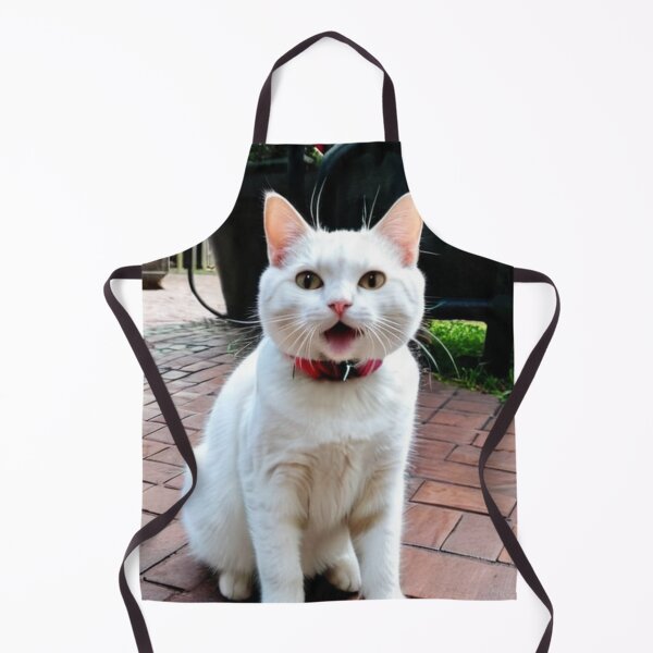 Item preview, Animals - Expressive White Cat, Amusing Garden Scene designed and sold by World-Pets.
