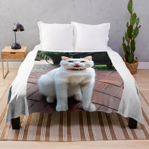 Item preview, Animals - Expressive White Cat, Amusing Garden Scene designed and sold by World-Pets.