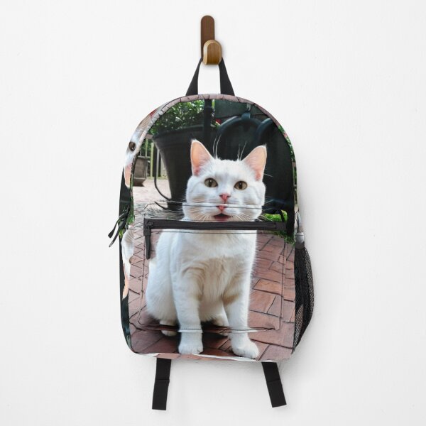 Item preview, Animals - Expressive White Cat, Amusing Garden Scene designed and sold by World-Pets.