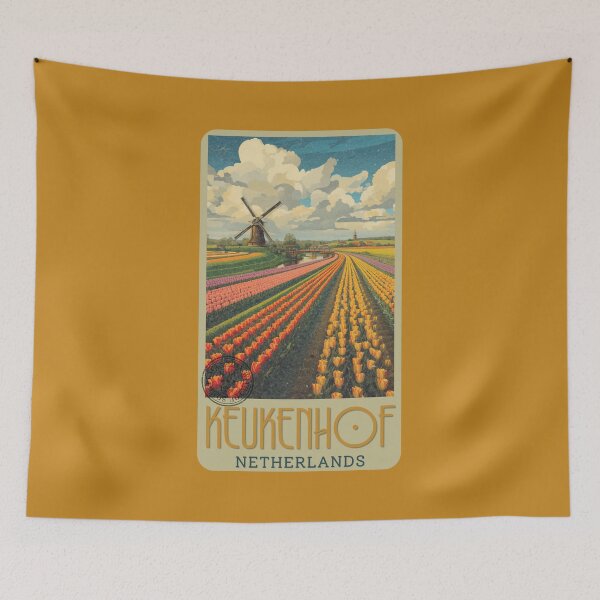 Item preview, Vintage Keukenhof Netherlands Tulip Field Mid Century Poster designed and sold by KaBaRen.